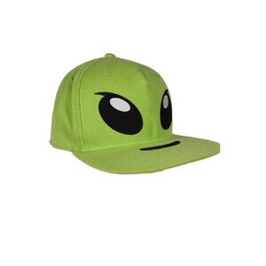 Green Alien Snapback Hat EMOJI One 2017 Novelty Stylized UFO Extraterrestrial